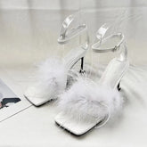 LBSFY  -  High Heels Shoes Fur Women Sandals Summer Open Toe 2024 New Fashion Pumps Shoes Designer Flip Flops Party Slides Ladies Zapatos